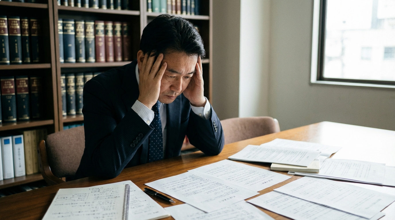 故人に借金がある可能性があり、相続分の譲渡をすべきか悩んでいる男性のイメージ写真。