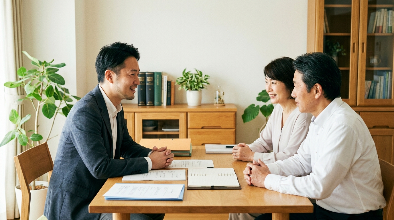 登記を長年放置してしまった不安を、司法書士に相談して解決への道筋を見出している様子。